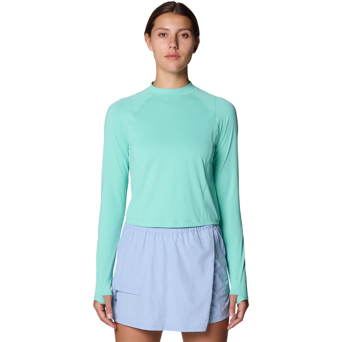 Image of Mountain Hardwear Crater Lake Long-Sleeve Crop Top - Women's Icy Teal, M