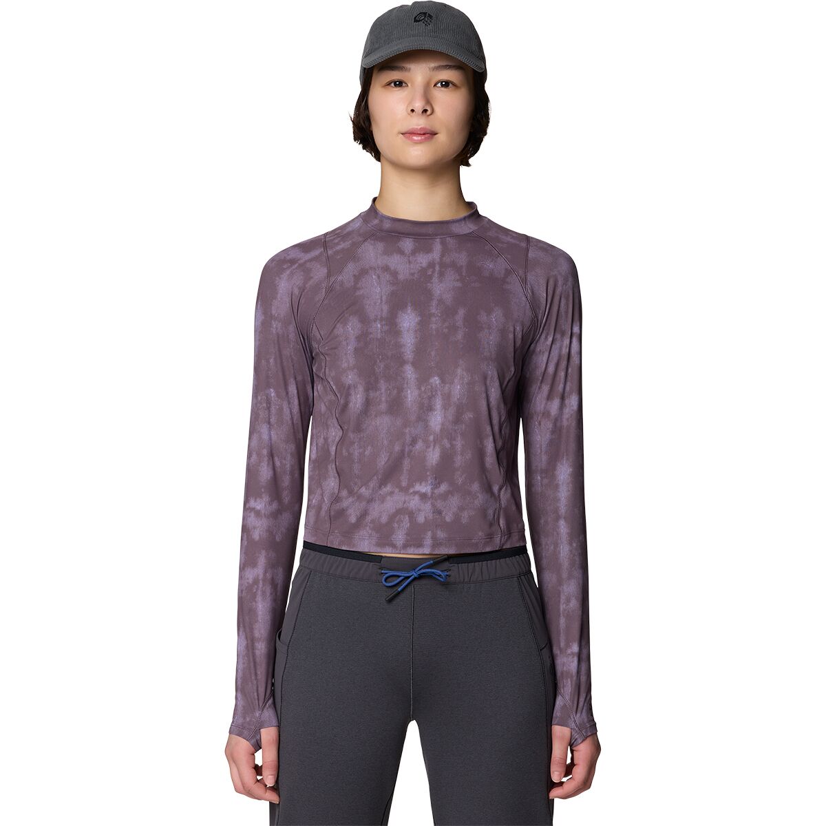 Image of Mountain Hardwear Crater Lake Long-Sleeve Crop Top - Women's Purple Sage Shadowdye Print, XL