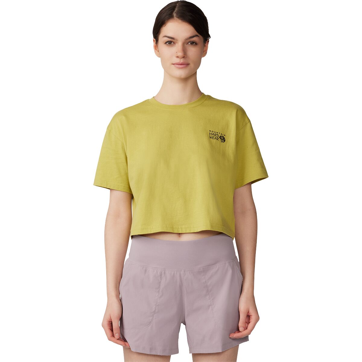 Image of Mountain Hardwear Logo Crop Short-Sleeve Top - Women's Bright Olive, XL