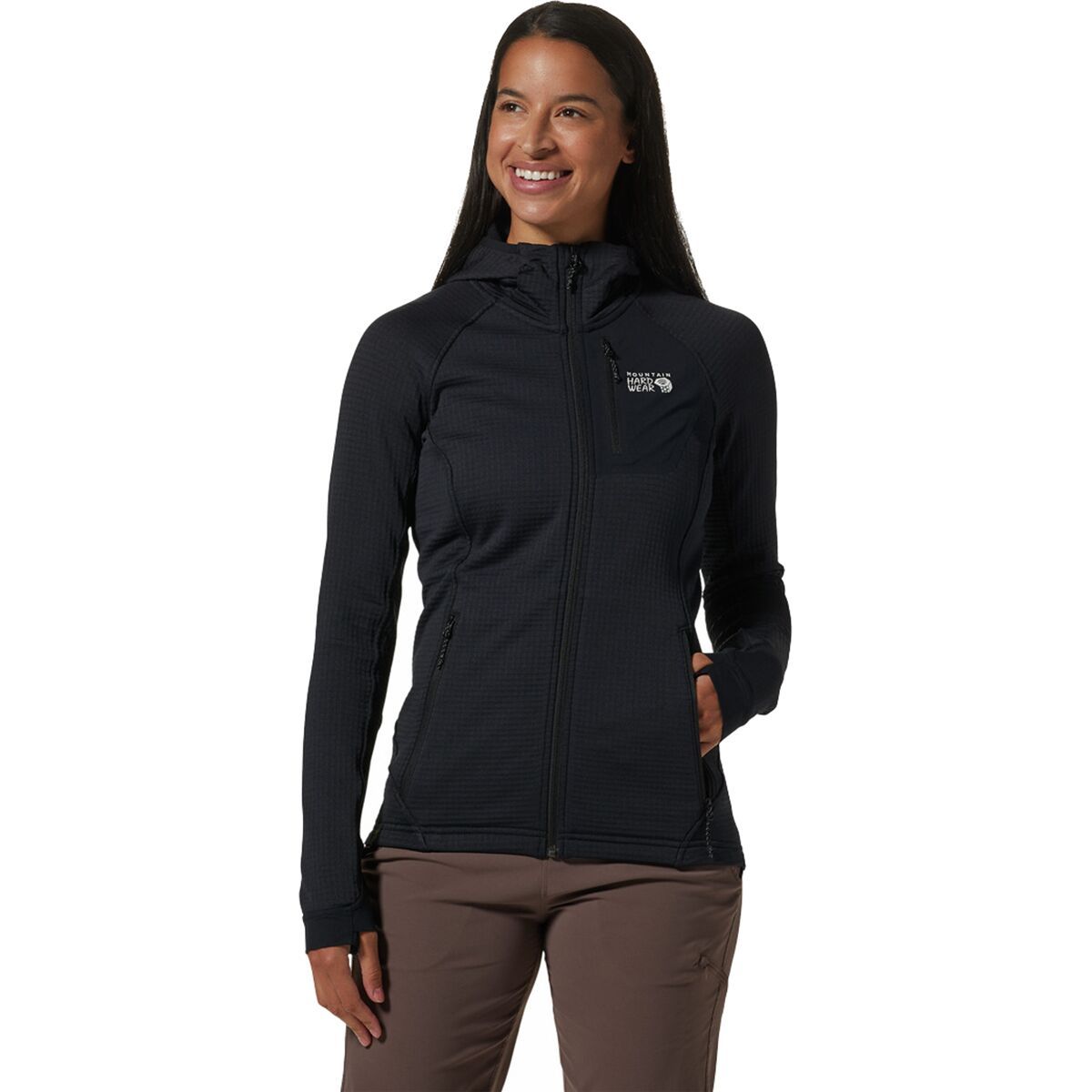 Mountain Hardwear Polartec Power Grid Full-Zip Hooded Jacket - Women's Black, M