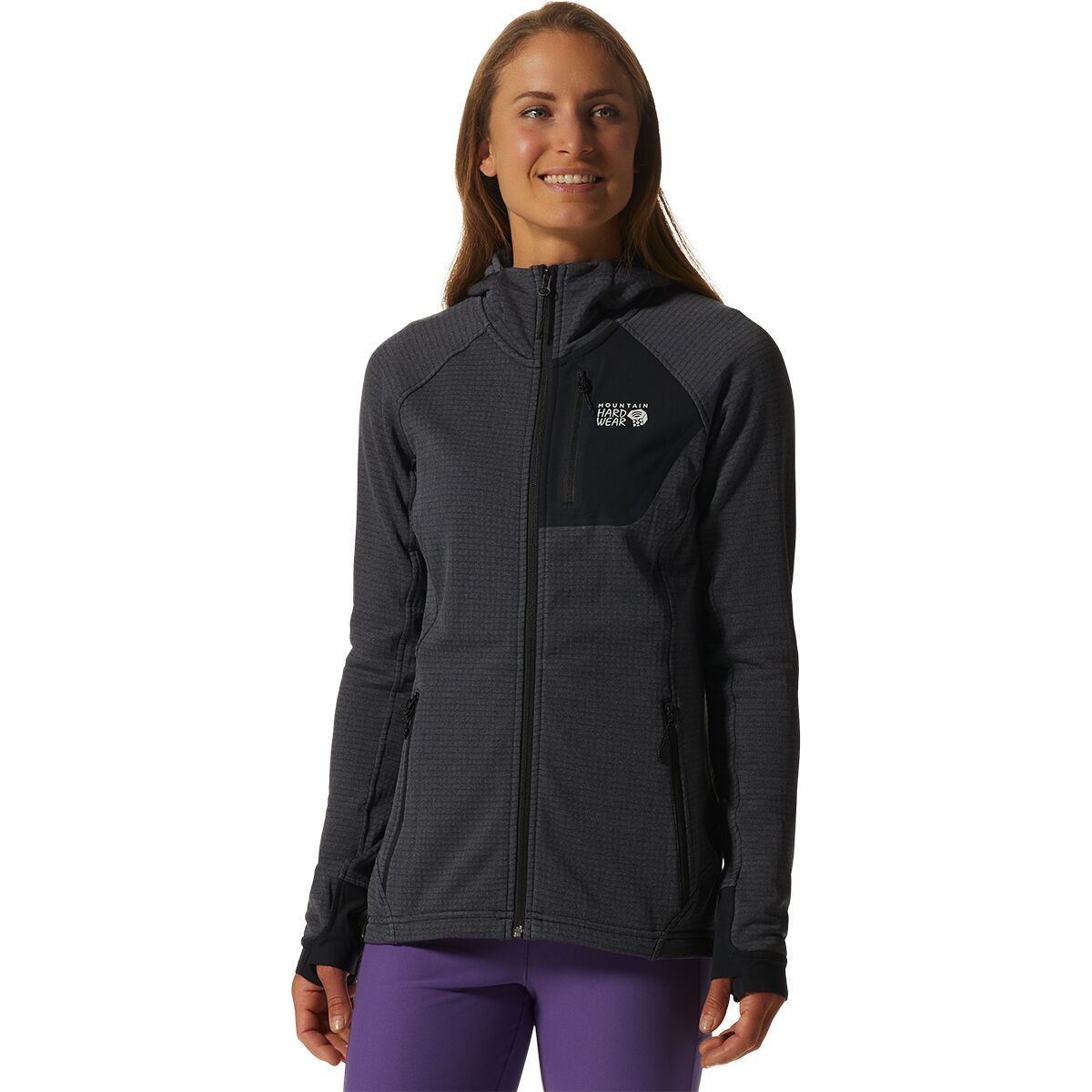 Mountain Hardwear Mountain Hardwear Polartec Power Grid Full-Zip Hooded Jacket  - Women's Alert Heather, XL