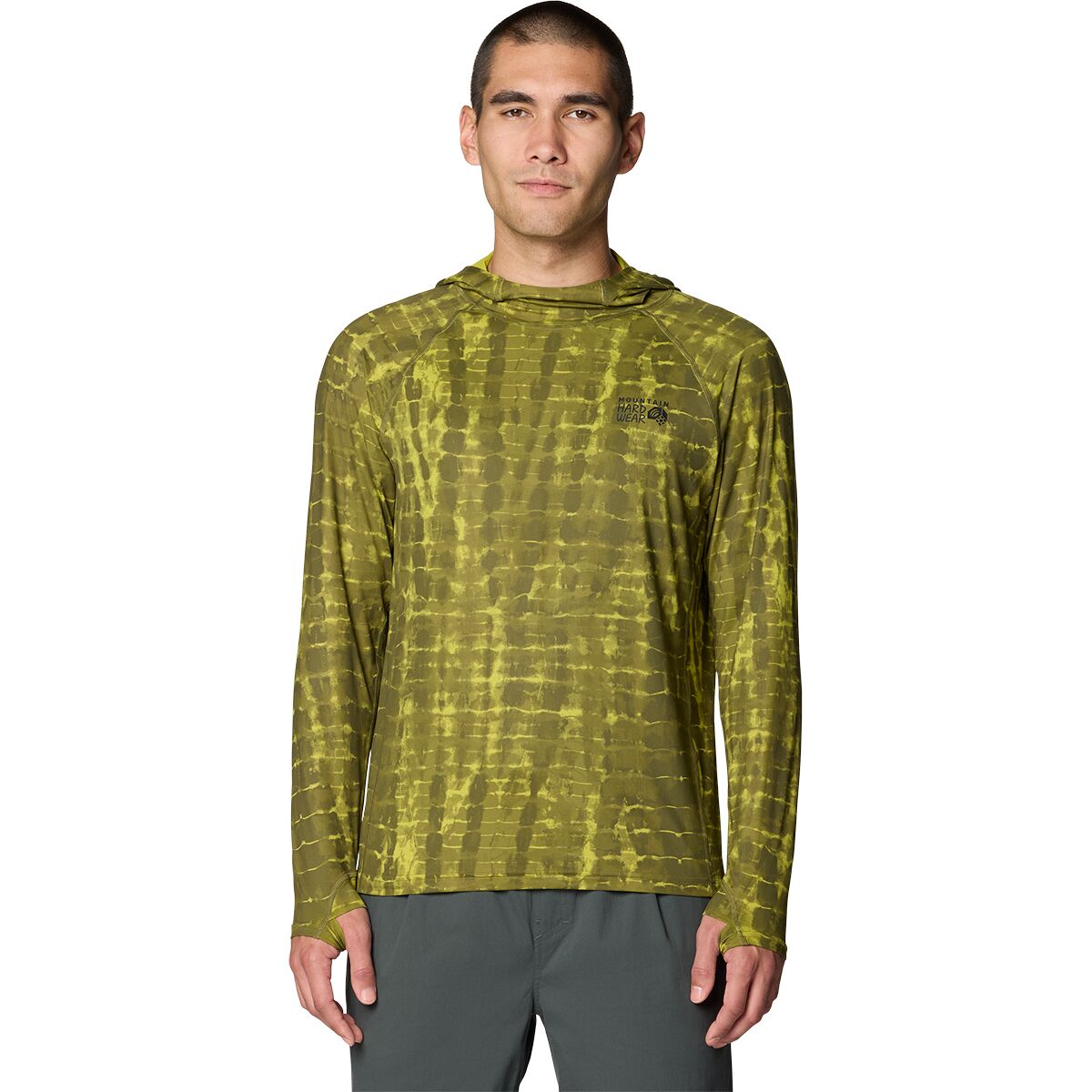 Image of Mountain Hardwear Crater Lake Hoodie - Men's Combat Green Prismatic Print, XL