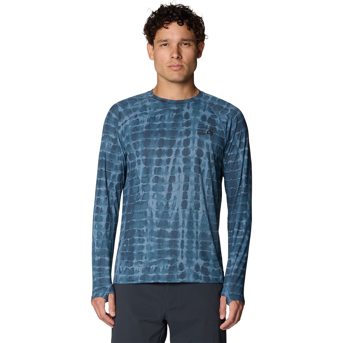 Image of Mountain Hardwear Crater Lake Long-Sleeve Crew Shirt - Men's Adriatic Blue Prismatic Print, XL