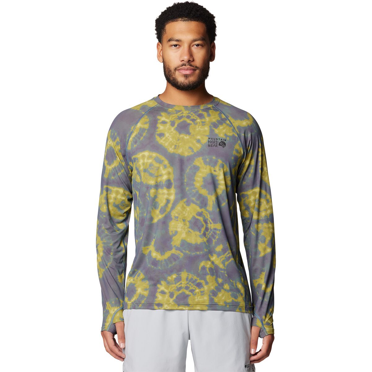 Image of Mountain Hardwear Crater Lake Long-Sleeve Crew Shirt - Men's Adriatic Blue Spore Dye Print, L