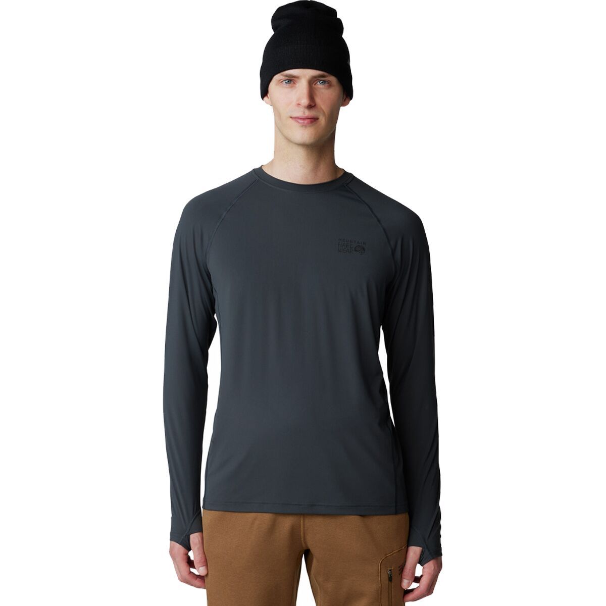 Image of Mountain Hardwear Crater Lake Long-Sleeve Crew Shirt - Men's Dark Storm, XXL