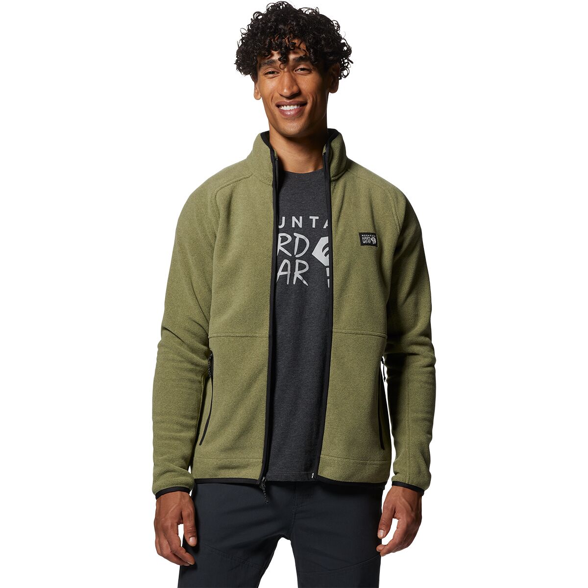 Veste Polaire Mountain Hardwear Homme XXL – Vert Olive, Stretch, Zippée, Multi-saisons