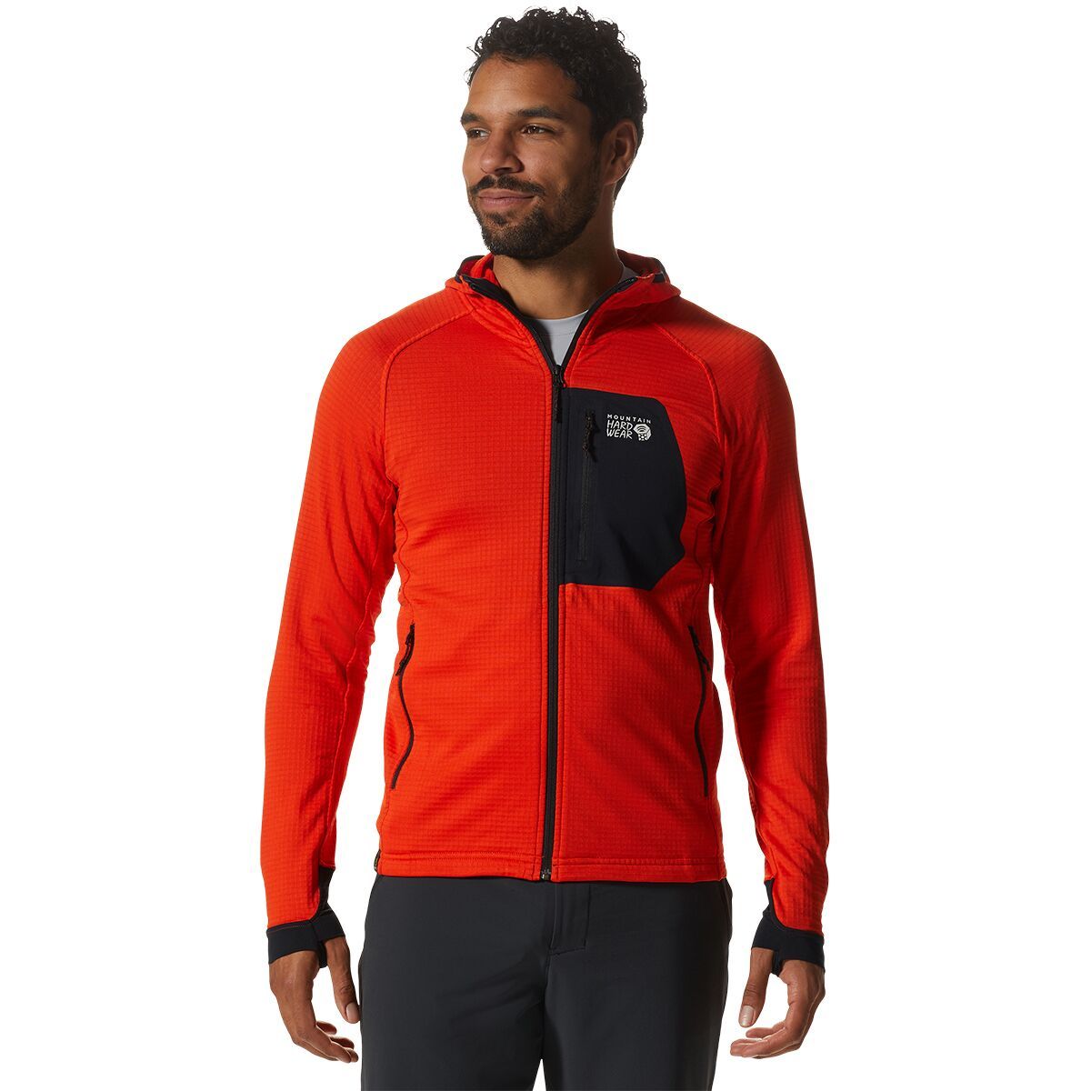 Mountain Hardwear Polartec Power Grid Full-Zip Hoodie - Men's State Orange, XL