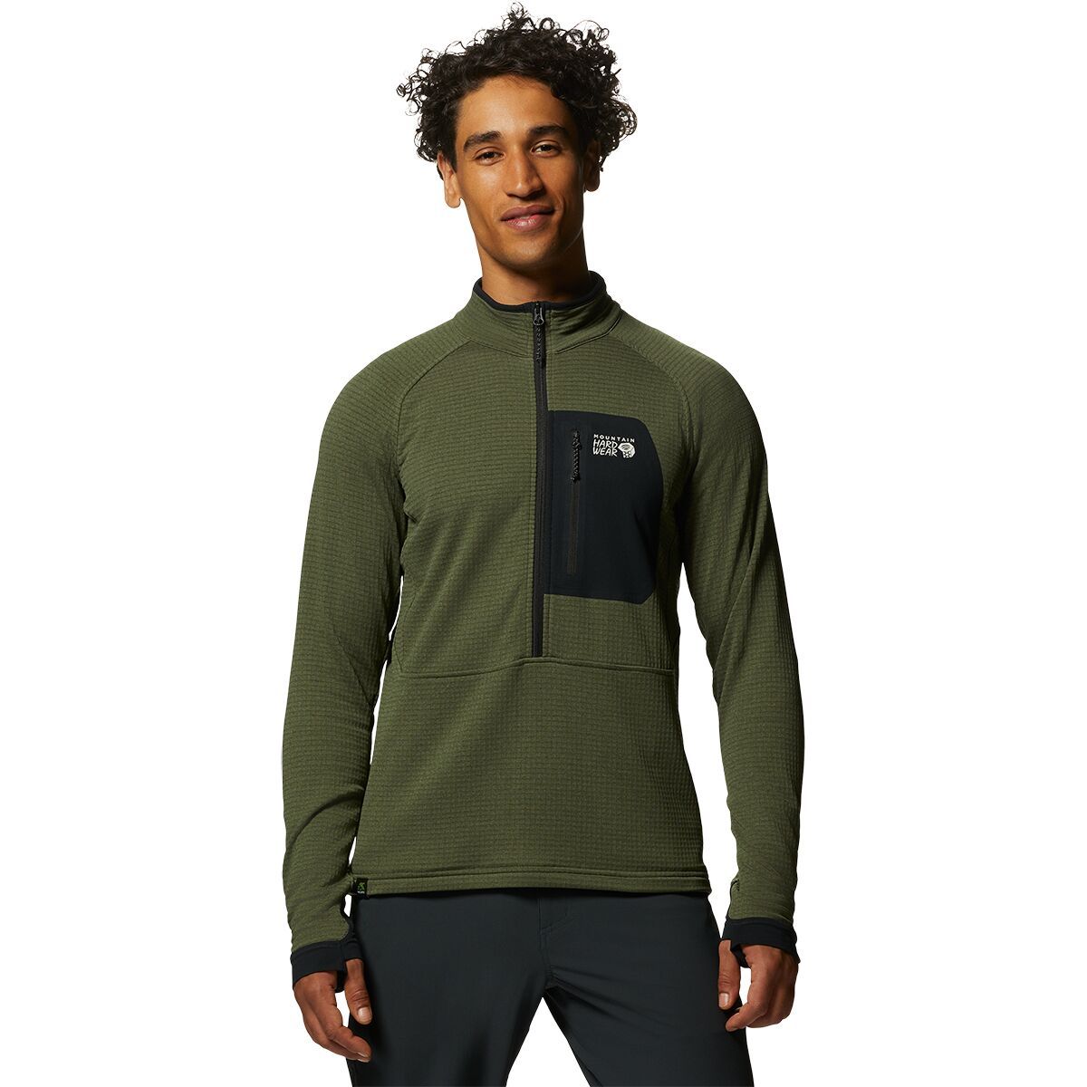Mountain Hardwear Polartec Power Grid Half-Zip Jacket - Men's Surplus Green Heather, XXL