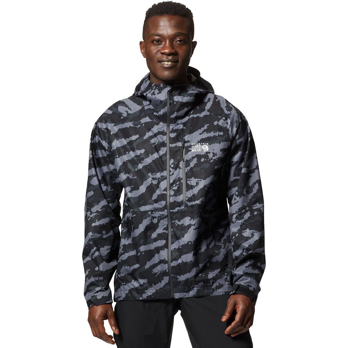 Mountain Hardwear Stretch Ozonic Jacket - Men's Black Paintstrokes Print, L