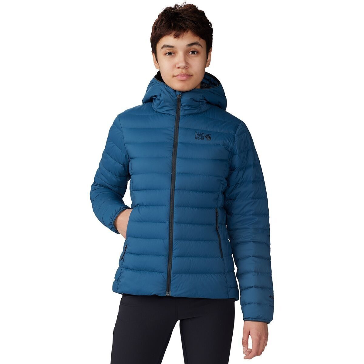 Image of Mountain Hardwear Deloro Down Full-Zip Hooded Jacket - Women's Dark Caspian, L