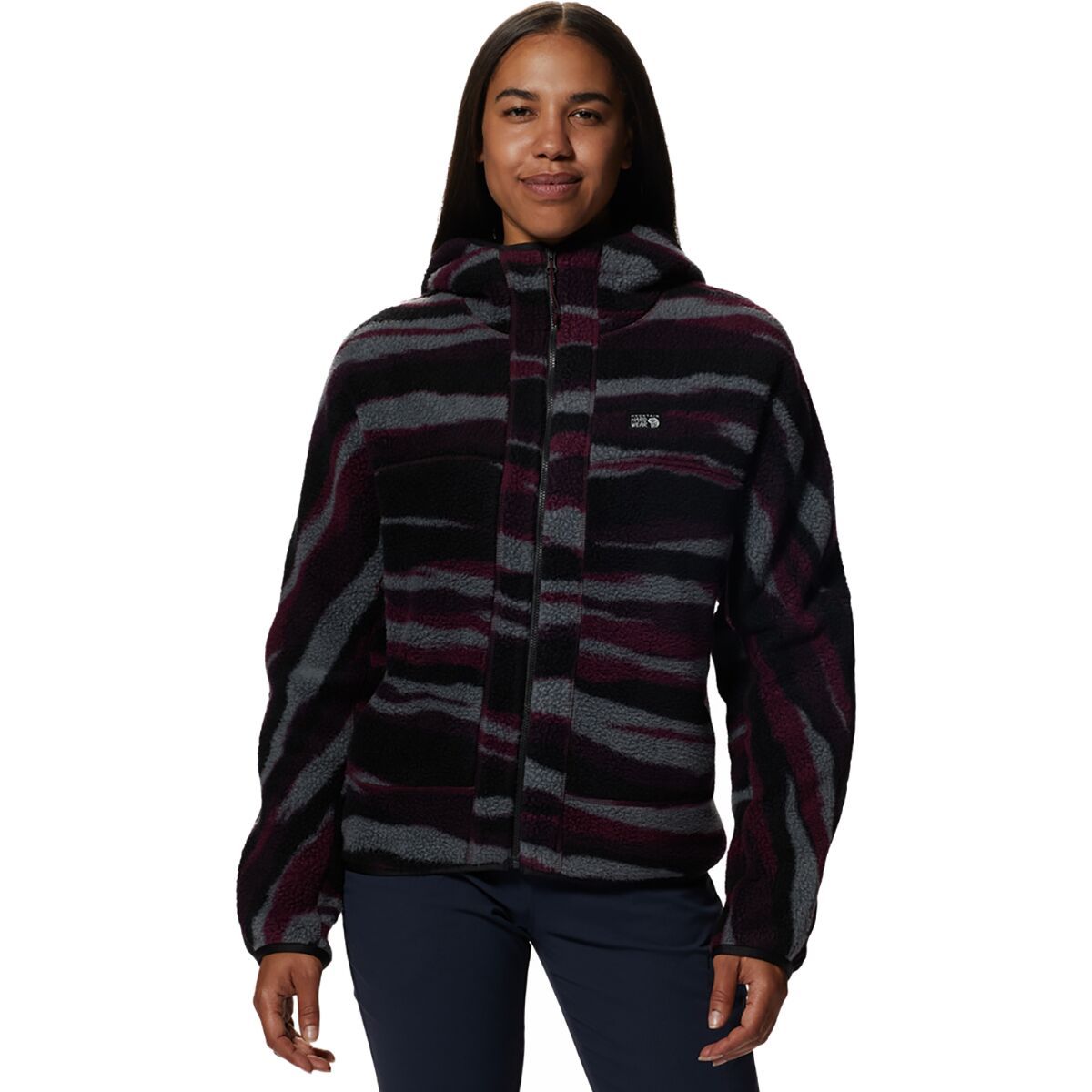 Mountain Hardwear HiCamp Fleece Full-Zip Hooded Jacket - Women's Cocoa Red Landscape Print, L