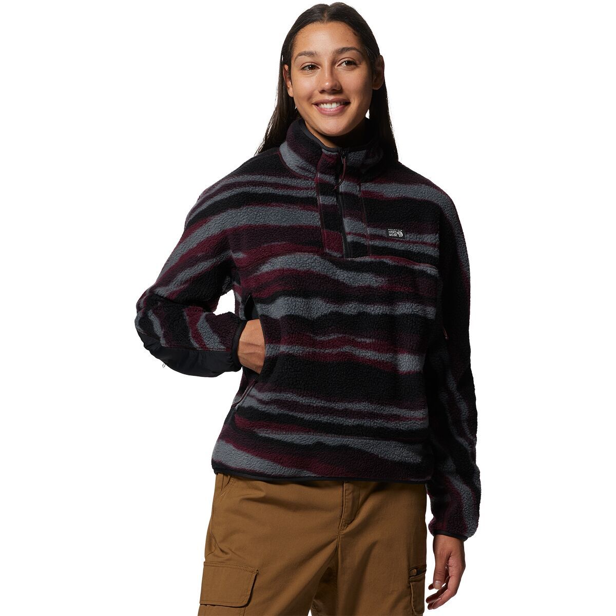 Mountain Hardwear HiCamp Fleece Pullover - Women's Cocoa Red Landscape Print, XL