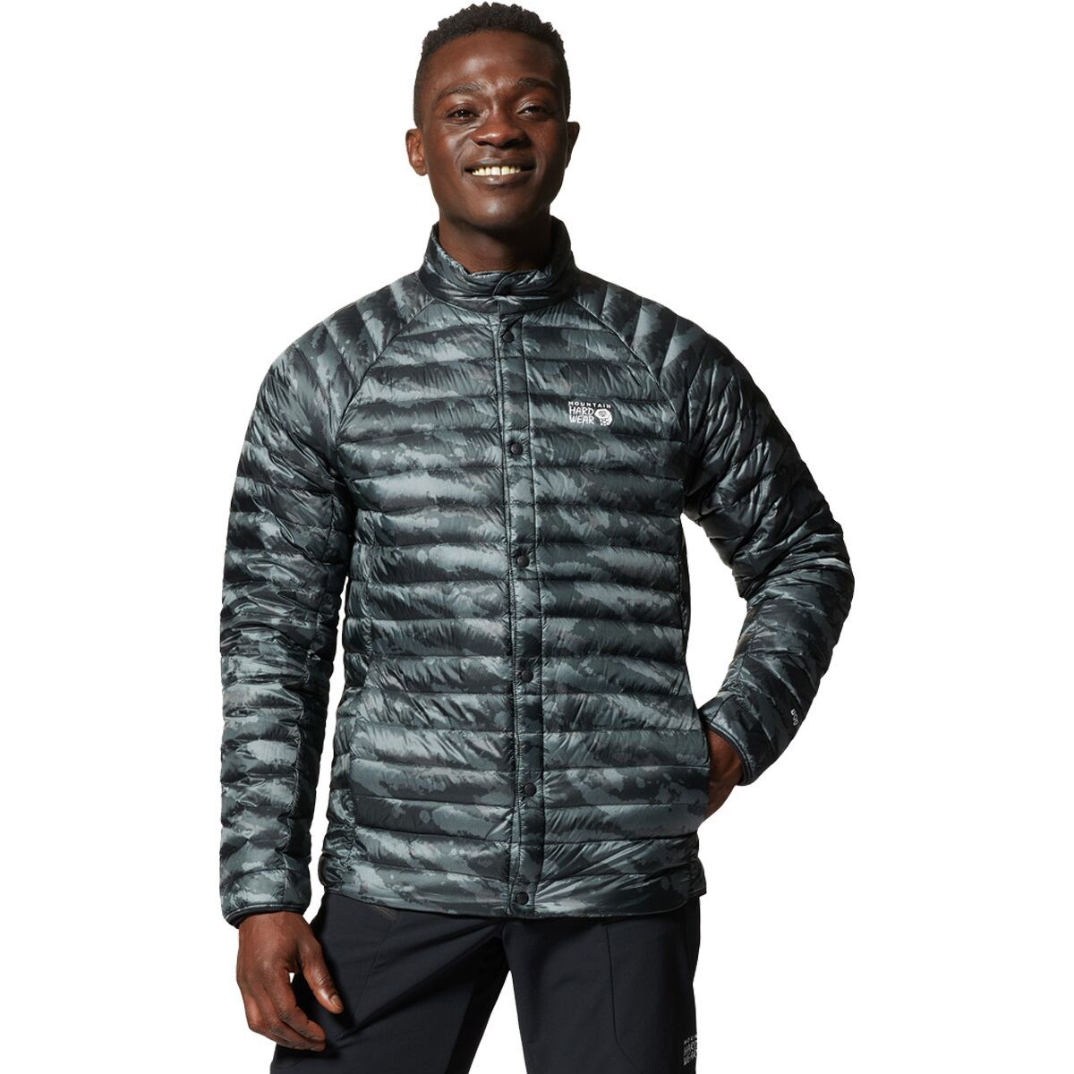 Mountain Hardwear Ghost Whisperer Snap Jacket - Men's Black Paintstrokes Print, XXL