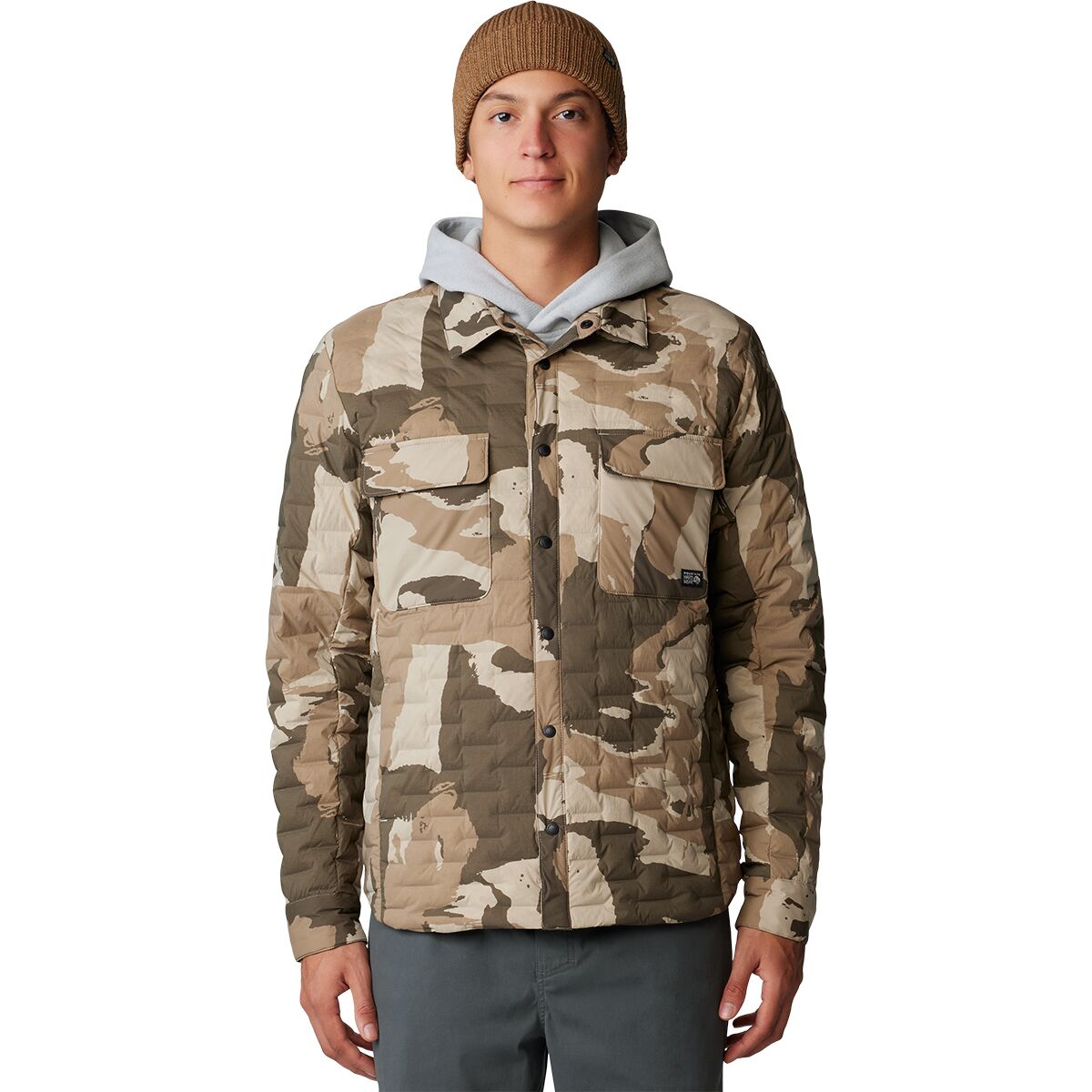 Image of Mountain Hardwear Stretchdown Light Shacket - Men's Badlands Snowdrifts Print, M