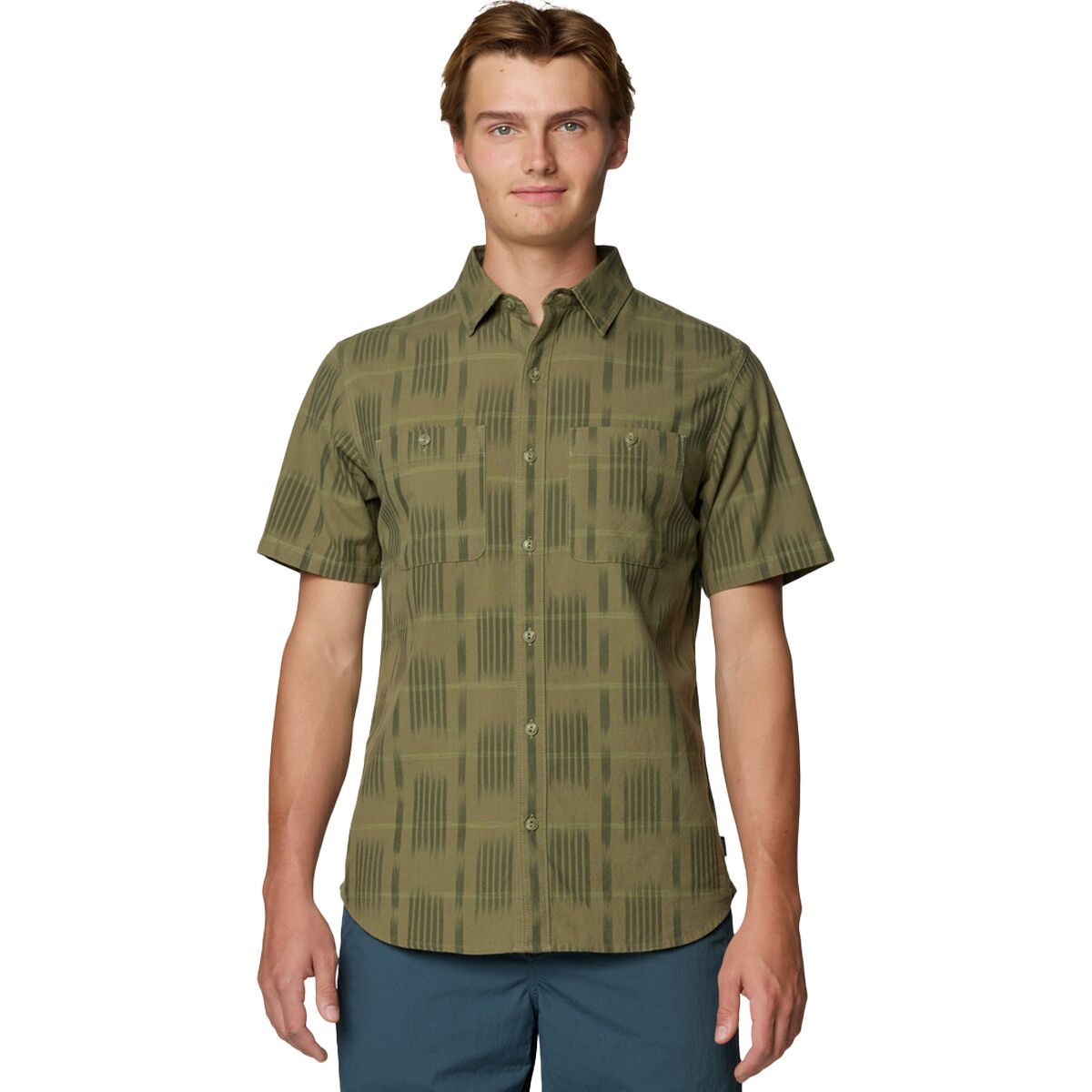 Image of Mountain Hardwear Grove Hide Out Shirt - Men's Mission Olive Ikat Jacquard, S