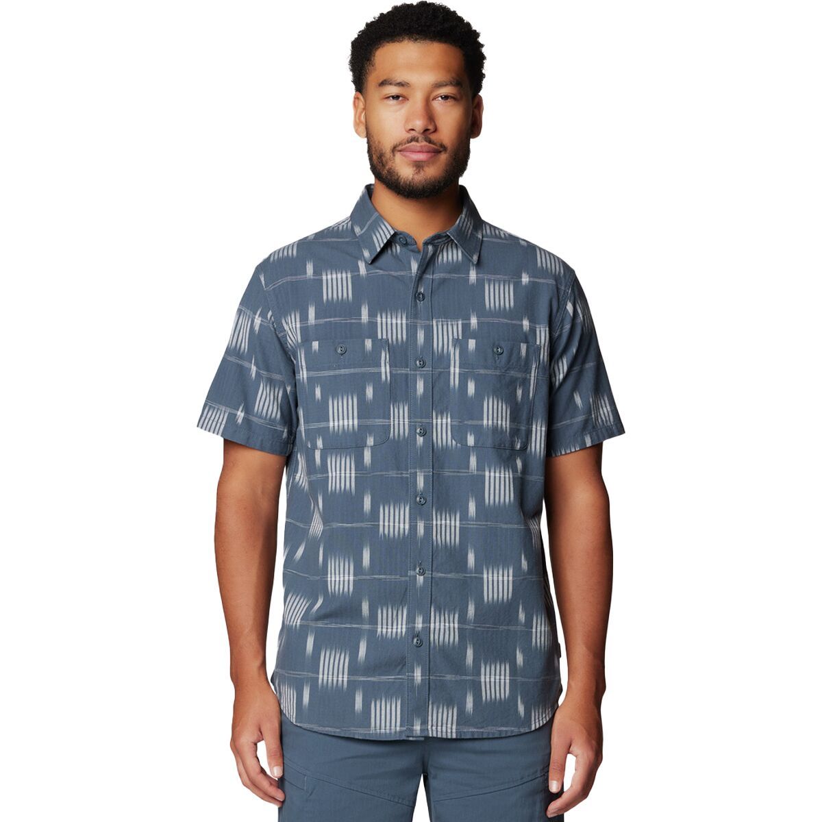 Image of Mountain Hardwear Grove Hide Out Shirt - Men's Moon Blue Ikat Jacquard, L
