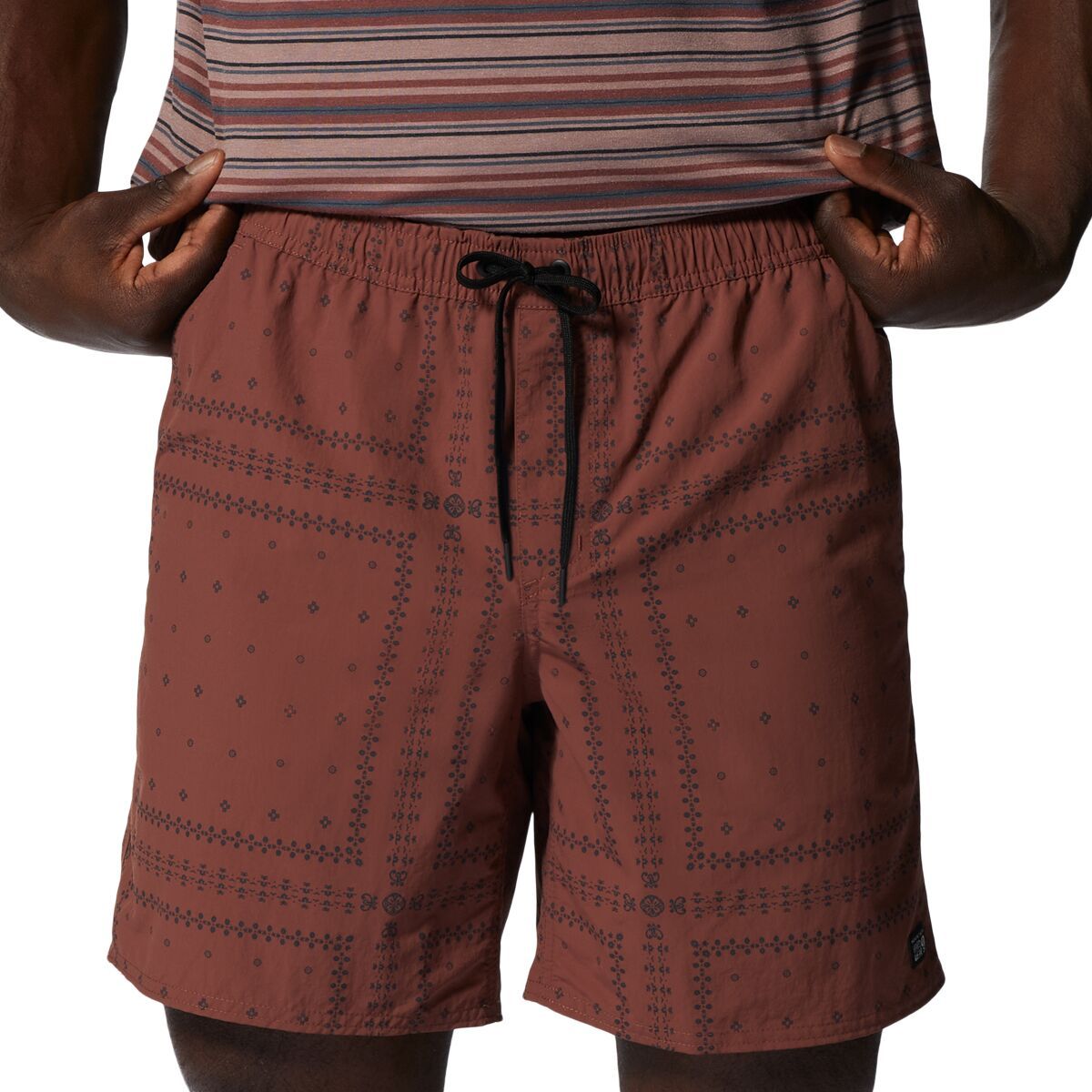 Mountain Hardwear Stryder Swim Short - Men's Clay Earth Bandana Grid, XXL/Short