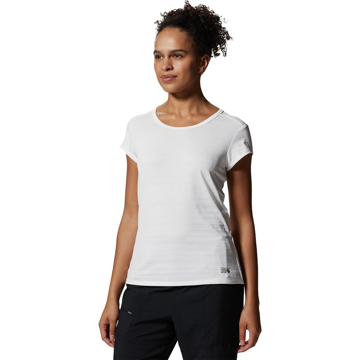 Image of Mountain Hardwear Mighty Stripe Short-Sleeve Top - Women's Fogbank, S