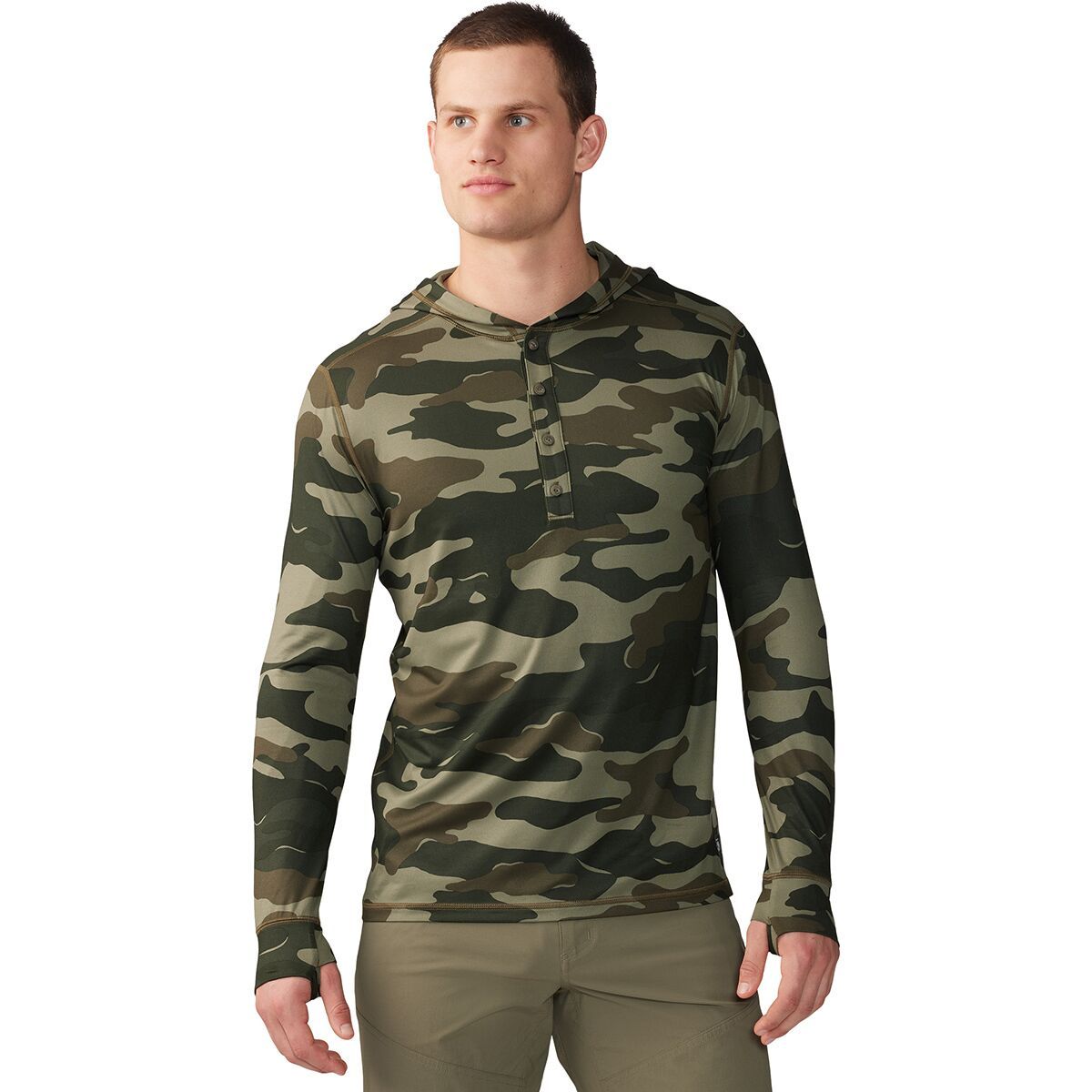 Mountain Hardwear Chill Action Hoodie - Men's Dark Pine Trees Camo Print, L