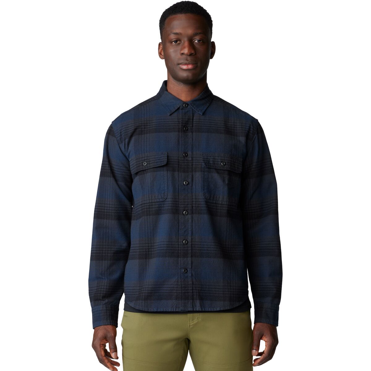 Mountain Hardwear Mountain Hardwear Dusk Creek Flannel Shirt - Men's Dark Storm Glasshouse Plaid, S