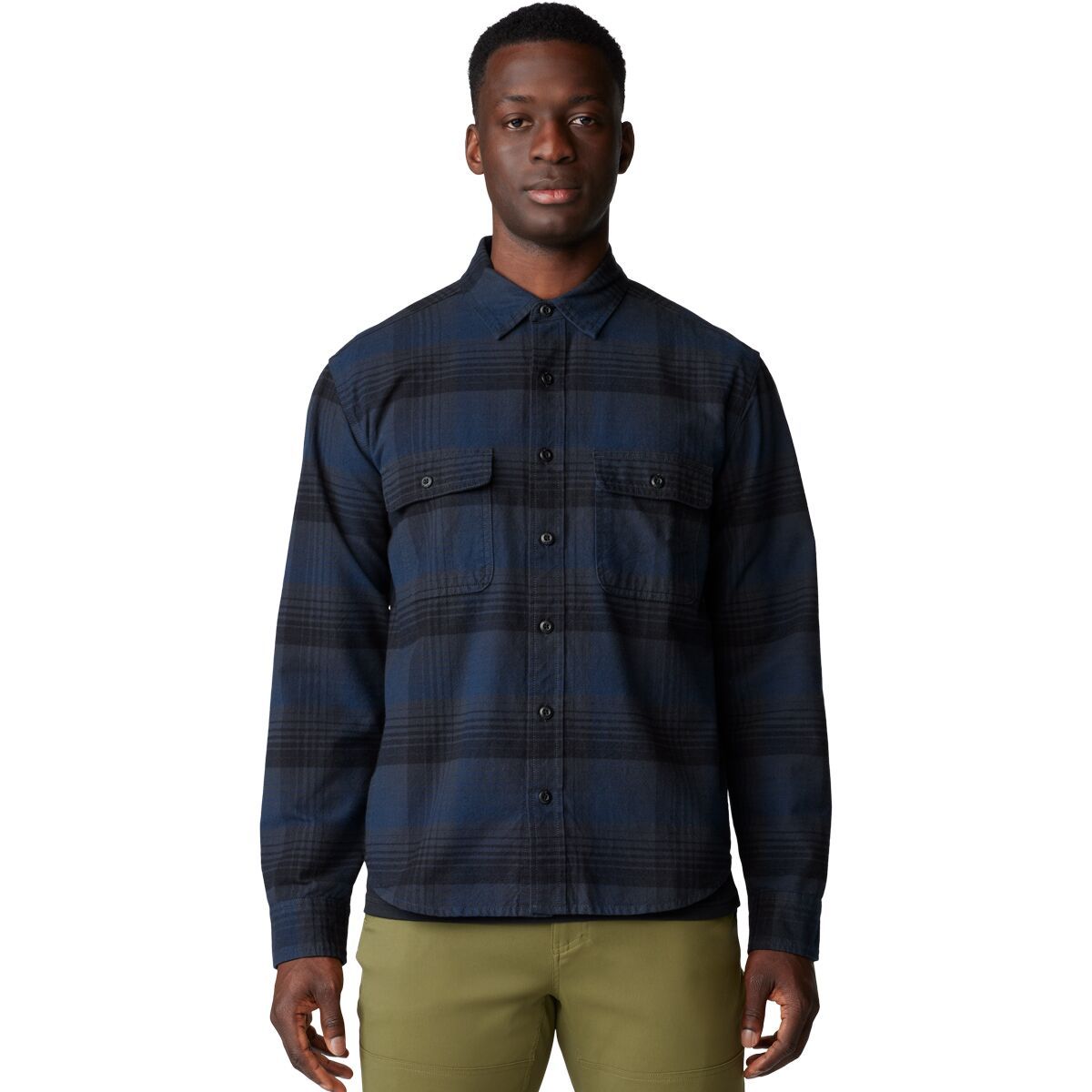 Mountain Hardwear Dusk Creek Flannel Shirt - Men's Dark Storm Glasshouse Plaid, M