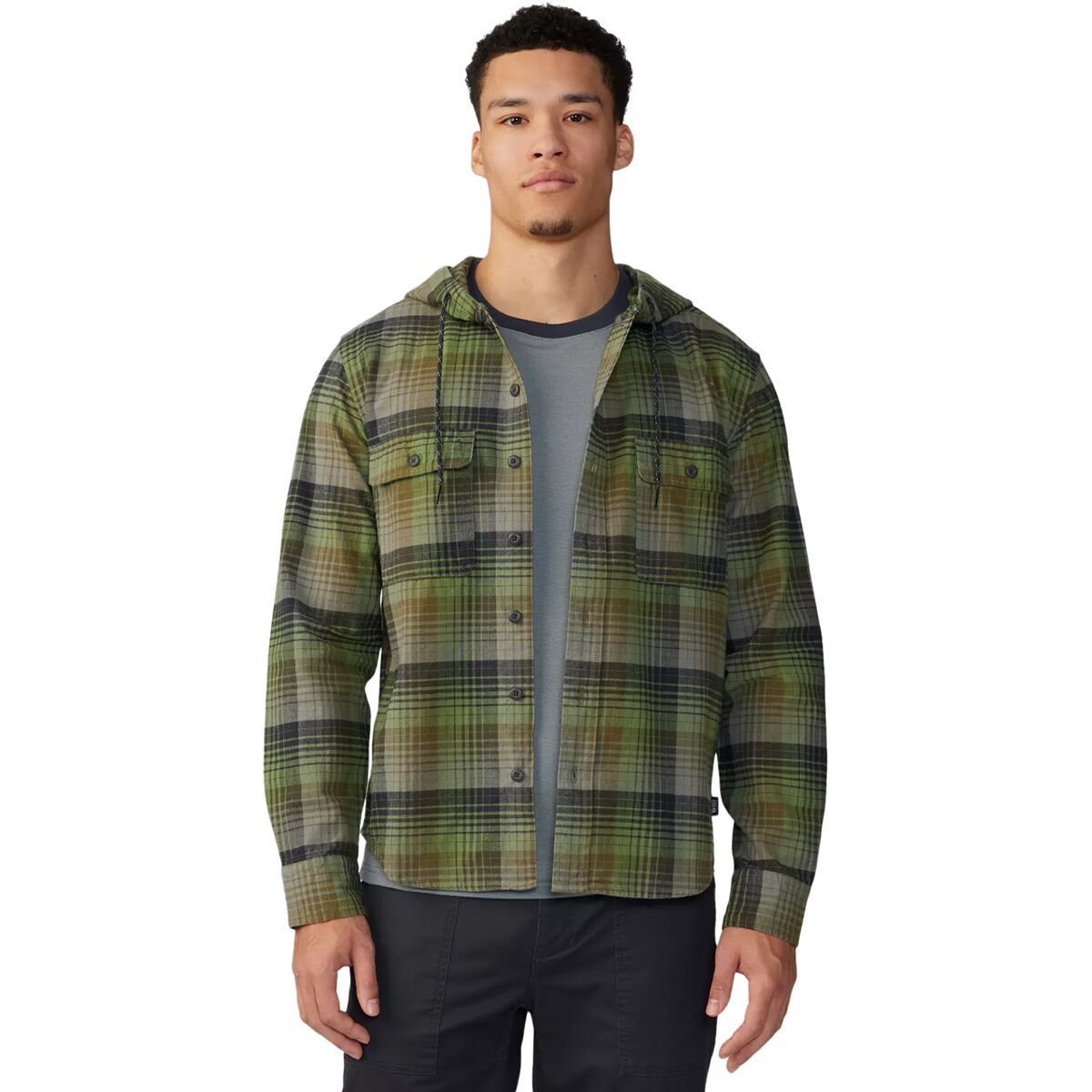 Mountain Hardwear Dusk Creek Hooded Shirt - Men's Combat Green Glass House Plaid, L