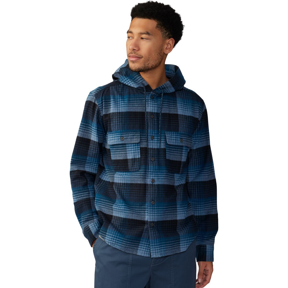 Mountain Hardwear Dusk Creek Hooded Shirt - Men's Hardwear Navy Glass House Plaid, S