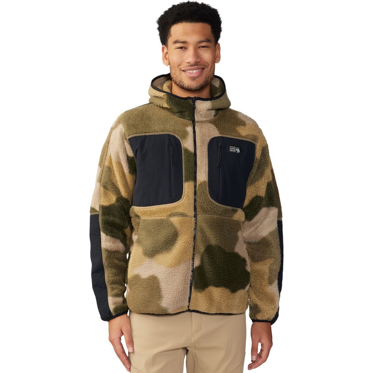 Mountain Hardwear HiCamp Fleece Printed Hooded Jacket - Men's Sandstorm Flagstone Camo Print, M