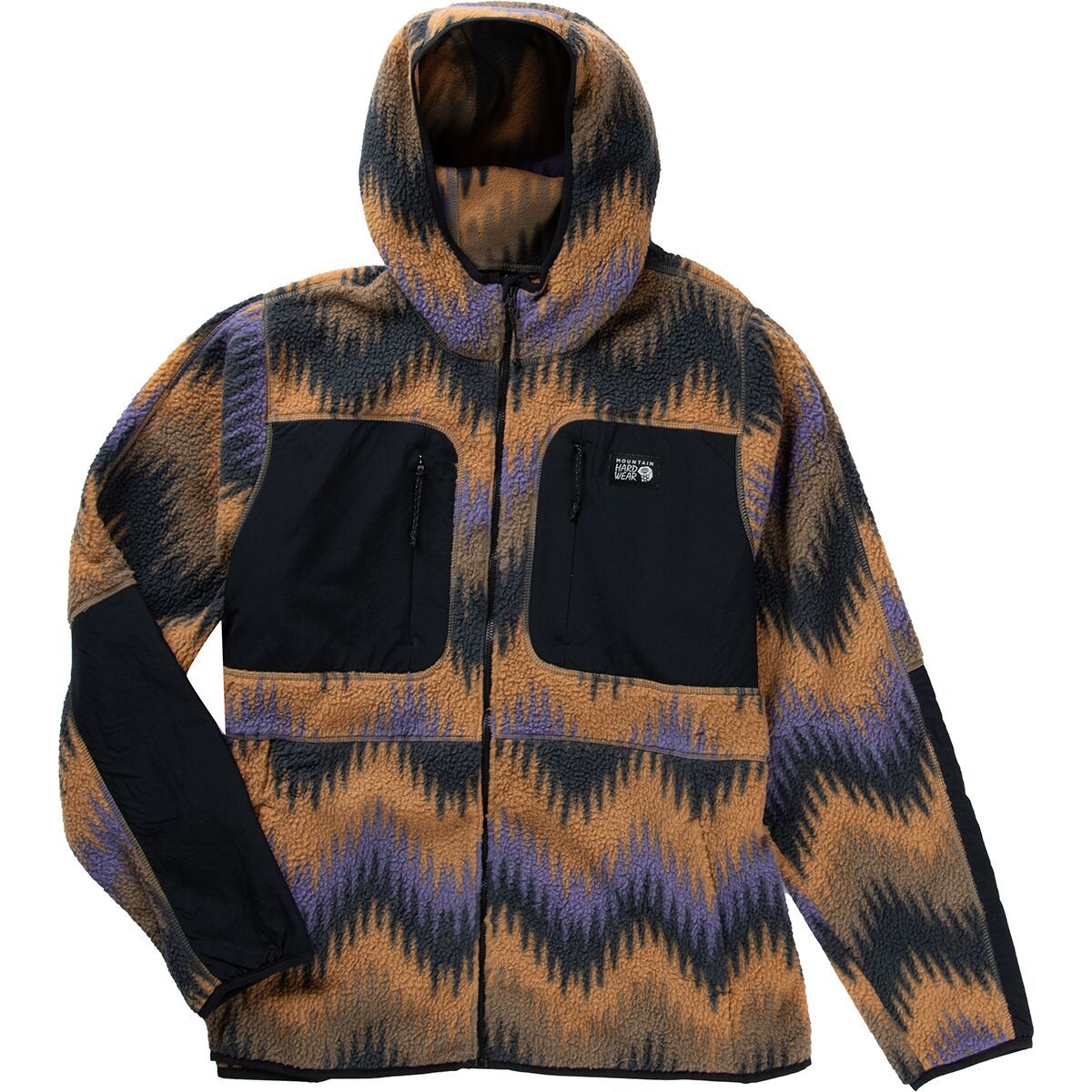 Mountain Hardwear HiCamp Fleece Printed Hooded Jacket - Men's Trail Dust Zig Zag Print, XXL