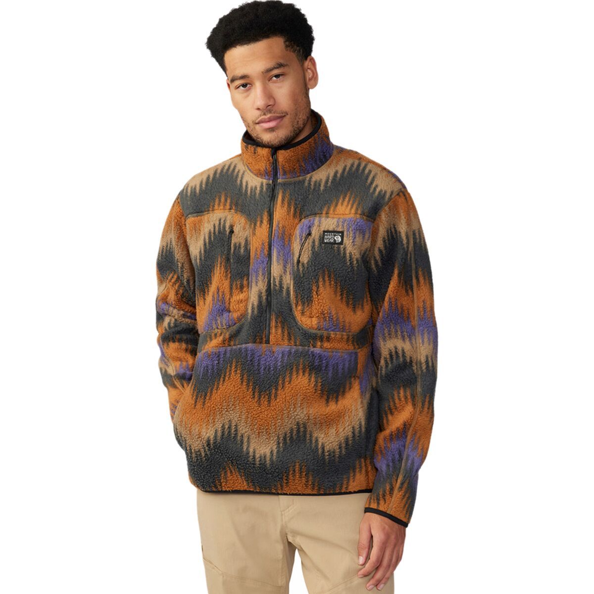 Mountain Hardwear HiCamp Fleece Printed Pullover - Men's Trail Dust Zig Zag Print, L