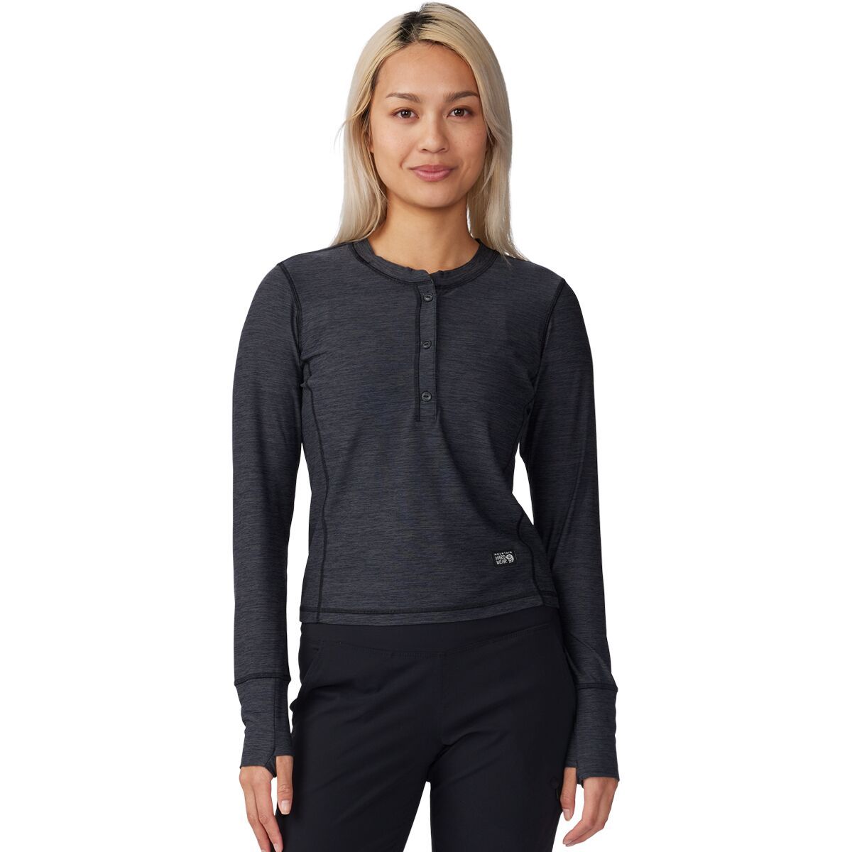Image of Mountain Hardwear Chillaction Long-Sleeve Crew Top - Women's Black Heather, XS