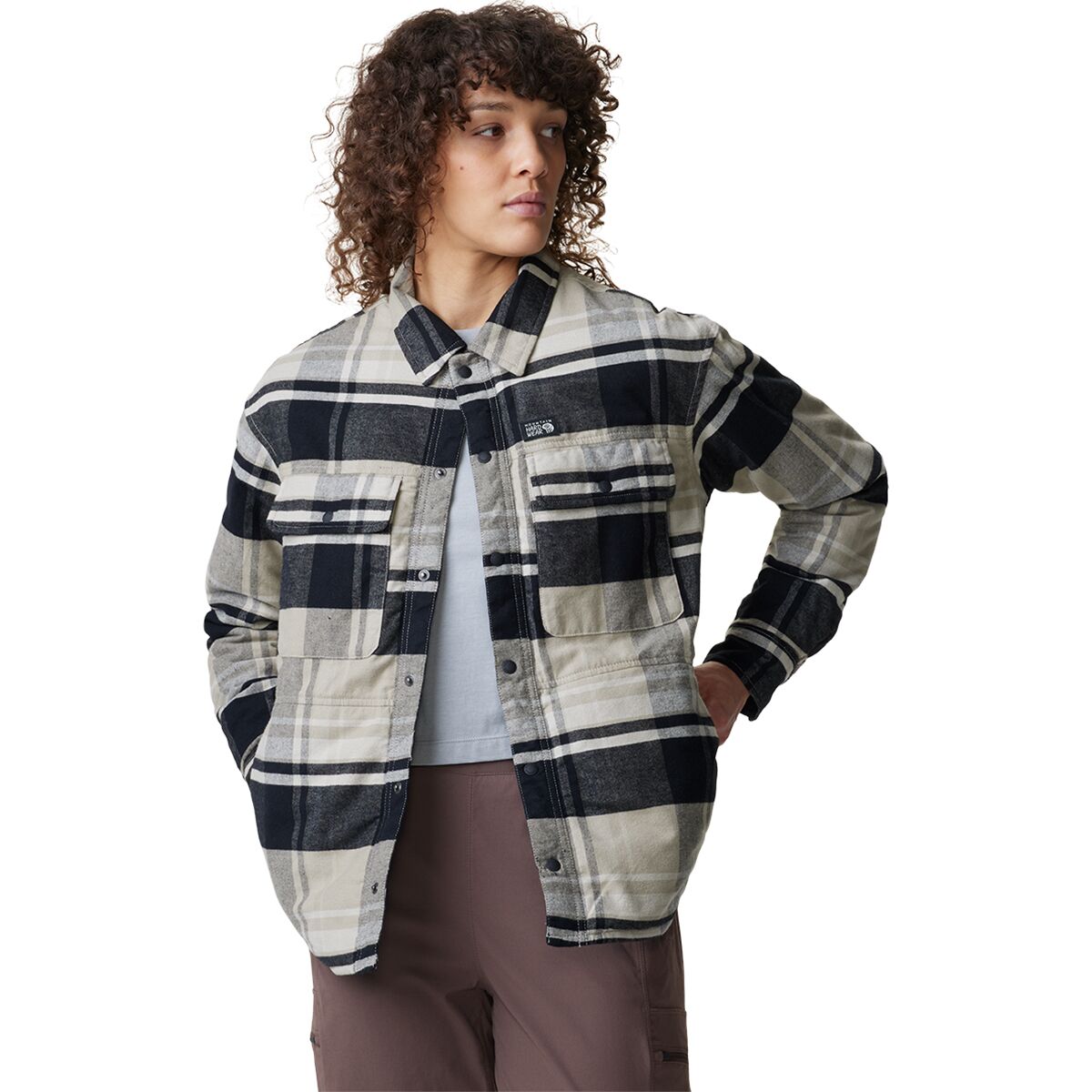 売れ筋商品|||マウンテンハードウェア カットソー トップス レディース Dolores Insulated Flannel Shacket - Women's Oyster Shell Women's Dolores™ Insulated Flannel Shacket | Mountain Hardwear