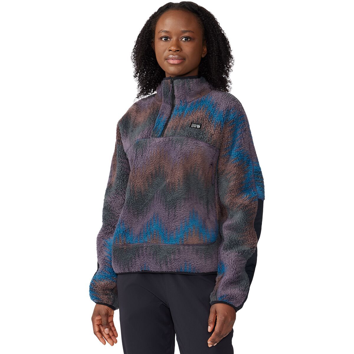 Mountain Hardwear HiCamp Fleece Printed Pullover - Women's Blurple Zig Zag Print, XS