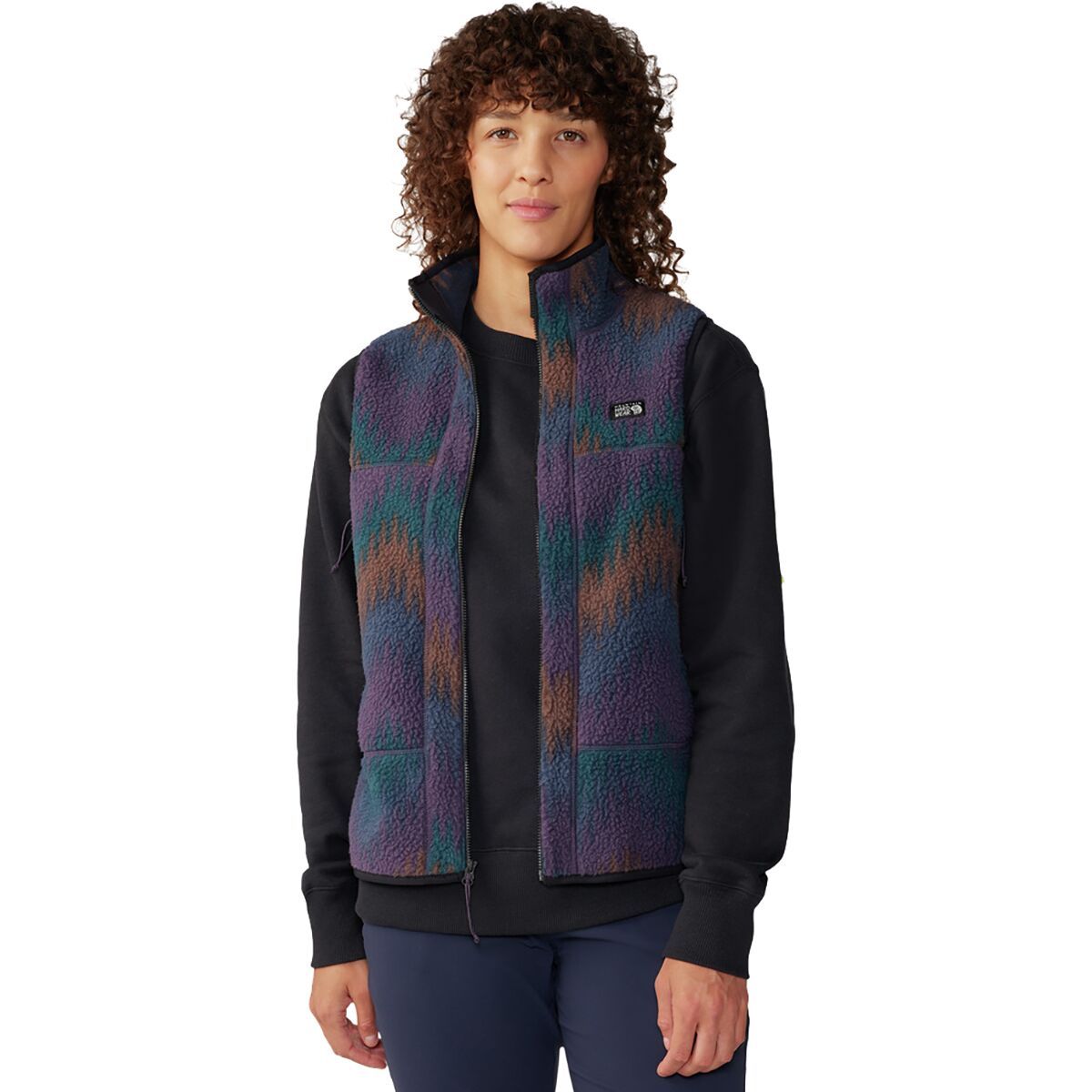 Mountain Hardwear HiCamp Fleece Printed Vest - Women's Blurple Zig Zag Print, XS