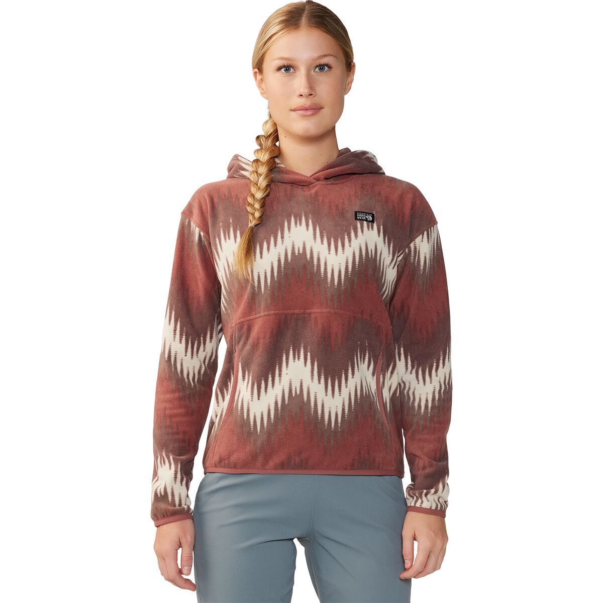 Mountain Hardwear Microchill Hoodie - Women's Clay Earth Zig Zag Print, XL