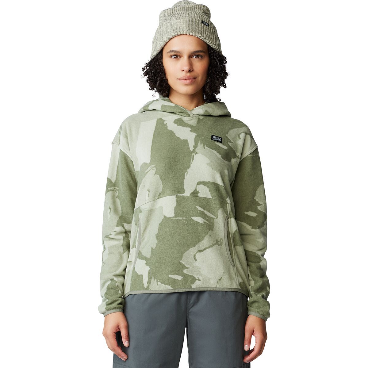 Image of Mountain Hardwear Microchill Hoodie - Women's Green Fade Snowdrifts Print, XS