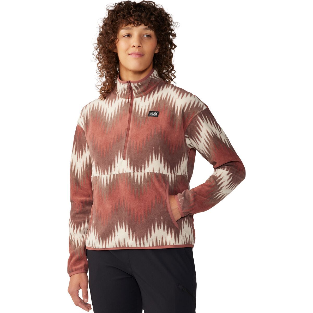 Mountain Hardwear Novelty Microchill Pullover - Women's Clay Earth Zig Zag Print, L