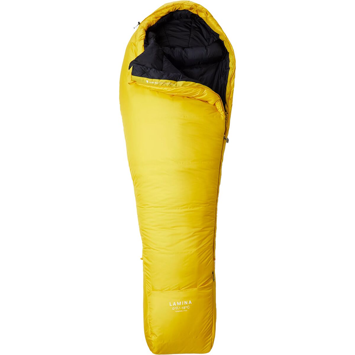 Image of Mountain Hardwear Lamina 0 Sleeping Bag: 0F Synthetic Electron Yellow, Long/Right Zip