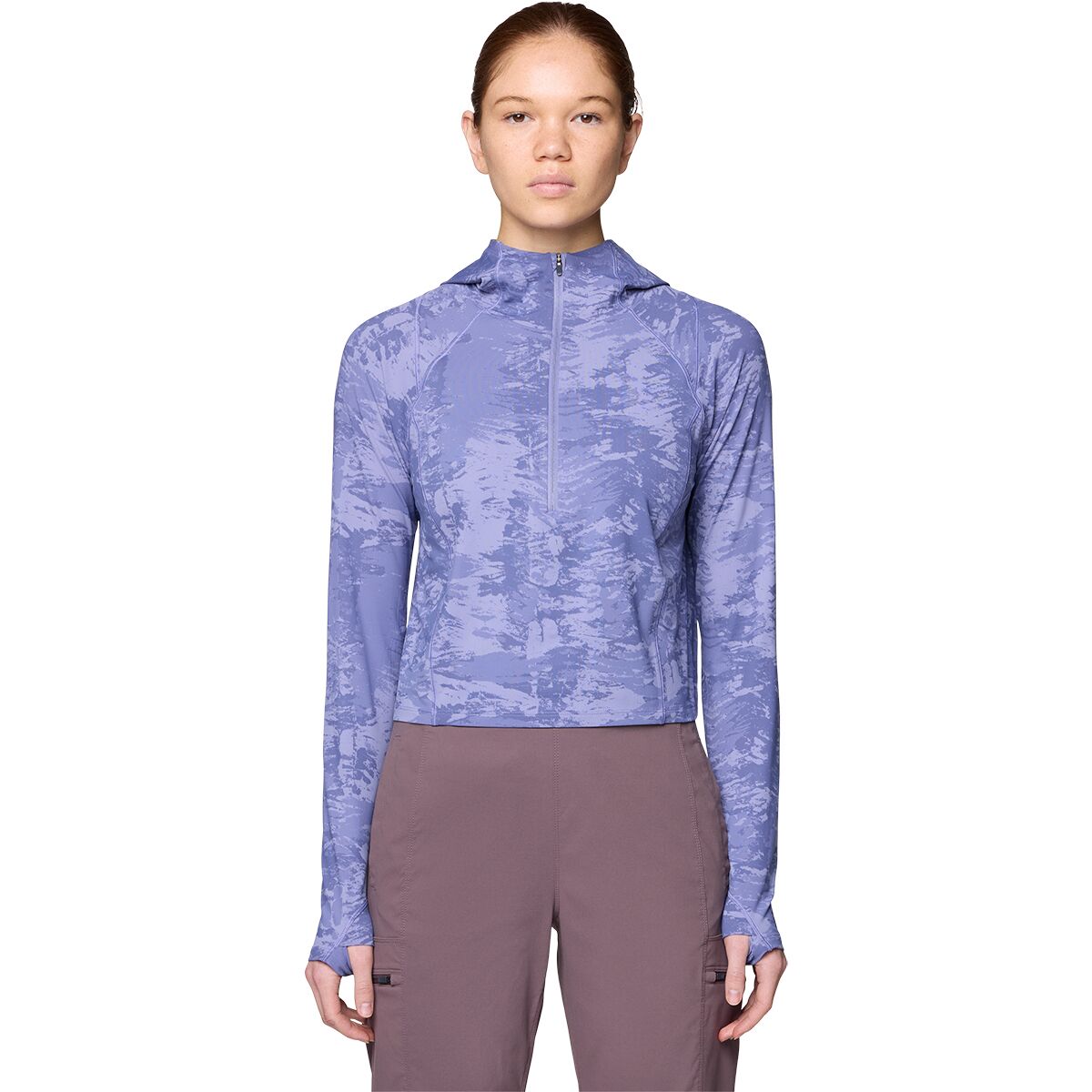 Image of Mountain Hardwear Crater Lake Crop Zip Top - Women's Avid Inked Dye Print, XS