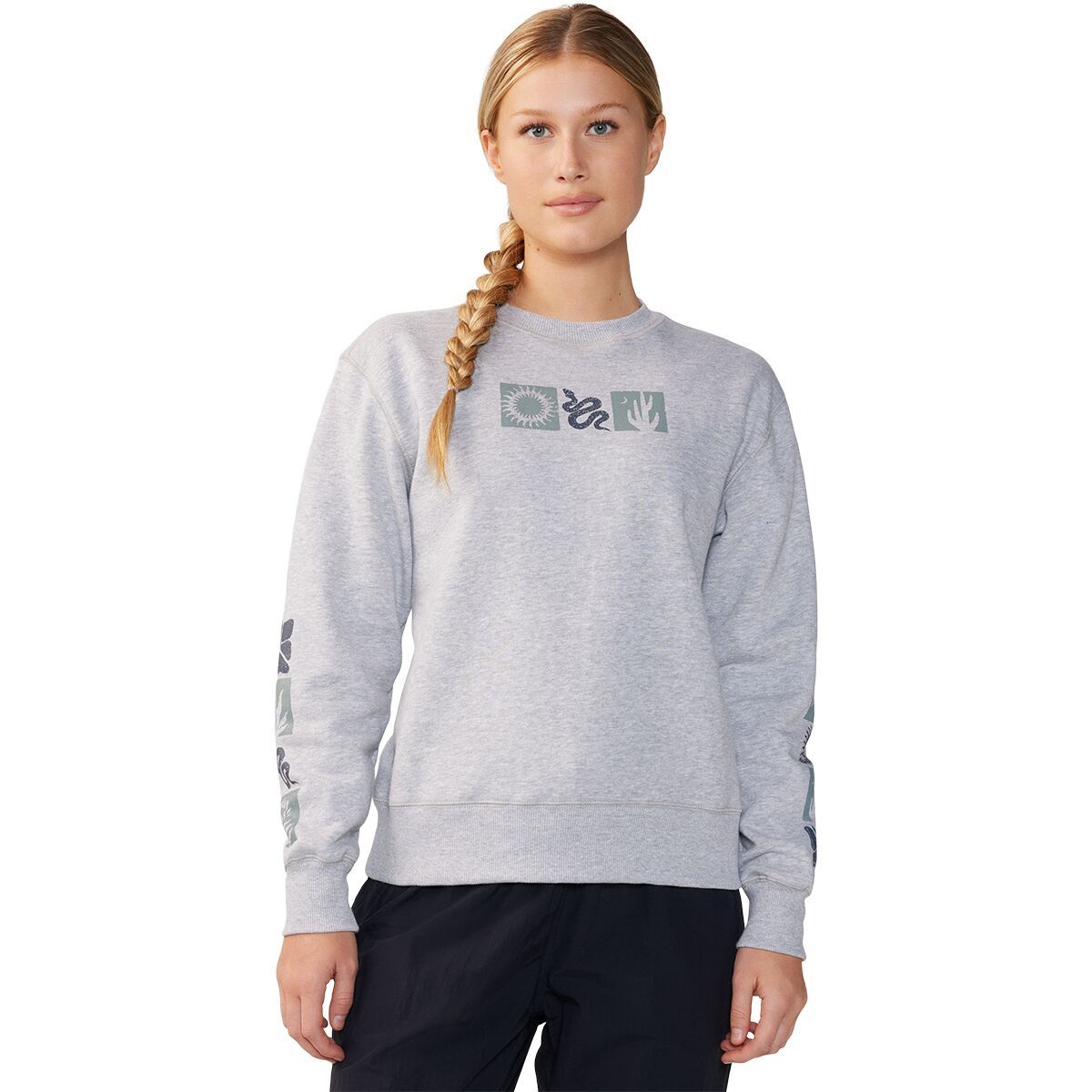 Image of Mountain Hardwear Desert Check Pullover Crew Sweatshirt - Women's Hardwear Grey Heather, M