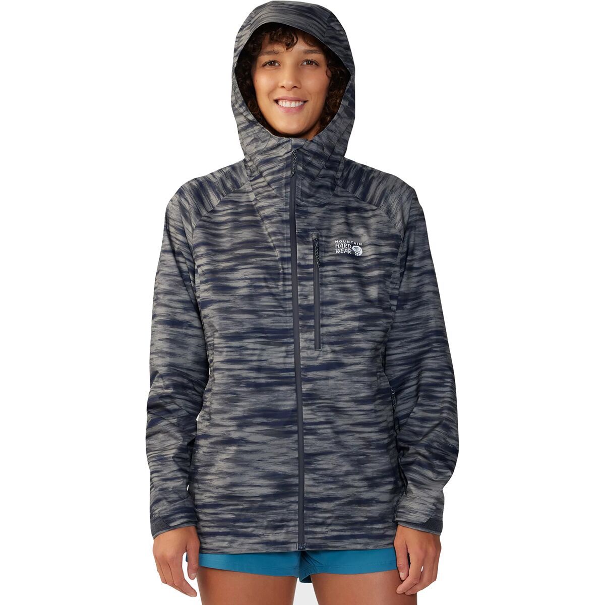 Image of Mountain Hardwear Stretch Ozonic Jacket - Women's Dark Zinc Frequency Print, M