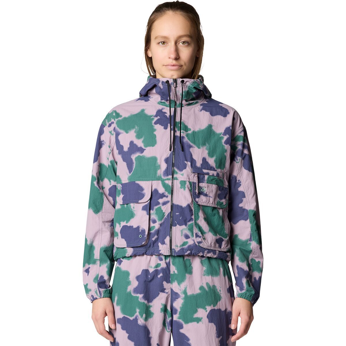 Image of Mountain Hardwear Stryder Full Zip Jacket - Women's Blue Pine Blissed Dye Print, S