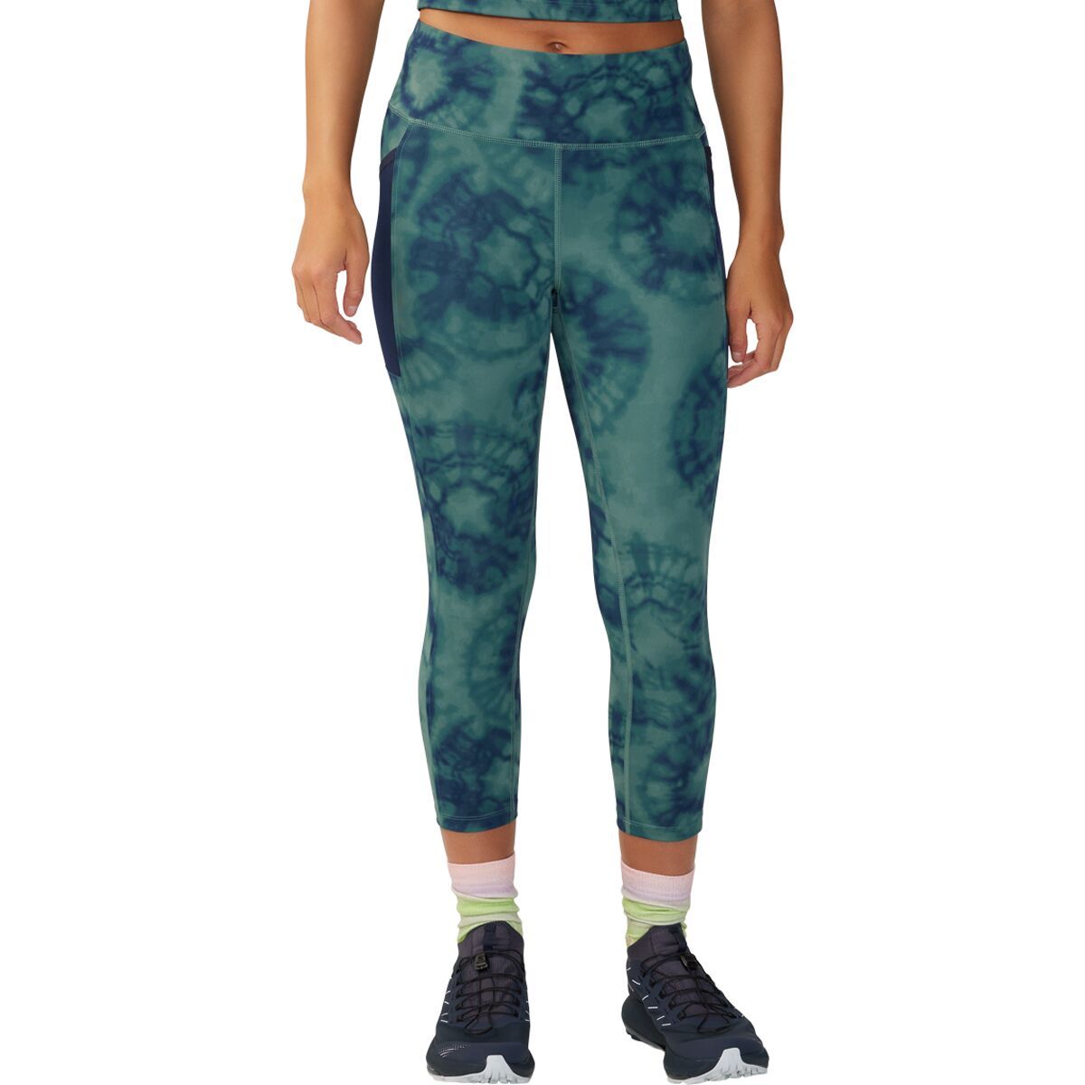Image of Mountain Hardwear Yuba Trail Crop Pant - Women's Blue Pine Spore Dye Print, L/Reg