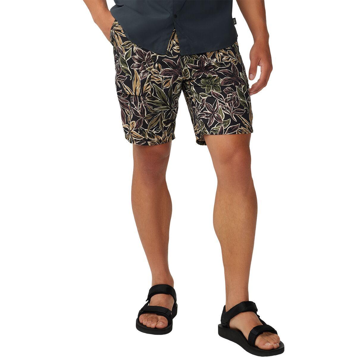 Image of Mountain Hardwear Trail Sender 7in Short - Men's Black Floral Print, 36