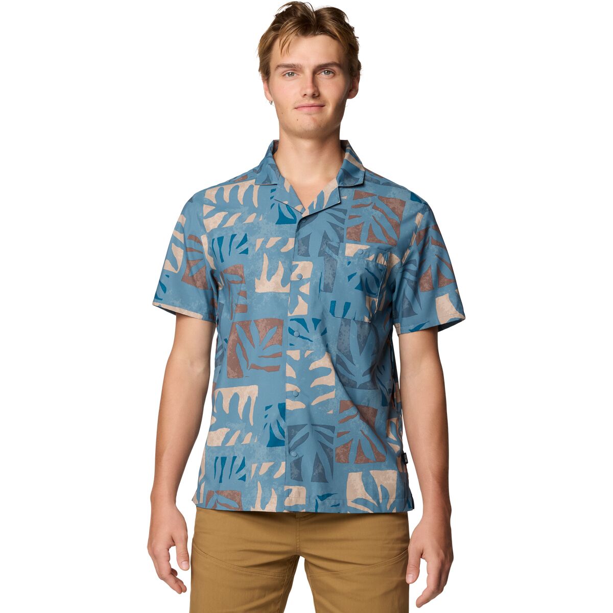 Image of Mountain Hardwear Trail Sender Camp Shirt - Men's Adriatic Blue Meadows Print, L