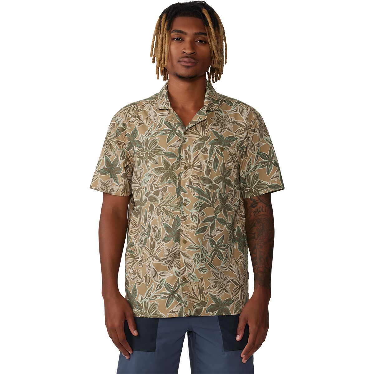 Mountain Hardwear Trail Sender Camp Shirt - Men's Sandstorm Floral Print, XXL