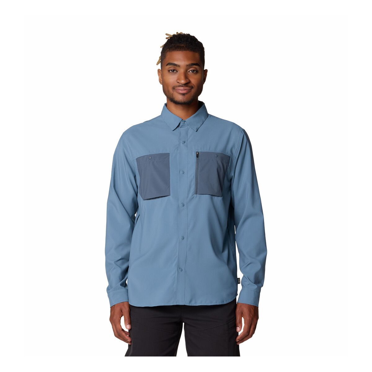 Image of Mountain Hardwear Trail Sender Long-Sleeve Shirt - Men's Adriatic Blue/Moon Blue, XXL
