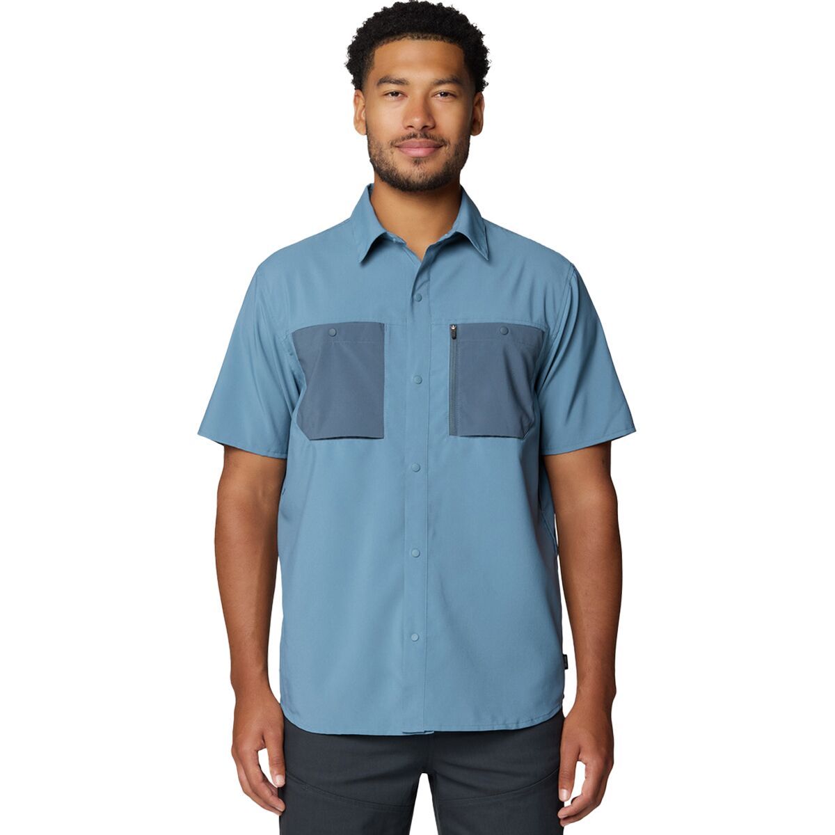 Image of Mountain Hardwear Trail Sender Short-Sleeve Shirt - Men's Adriatic Blue/Moon Blue, M