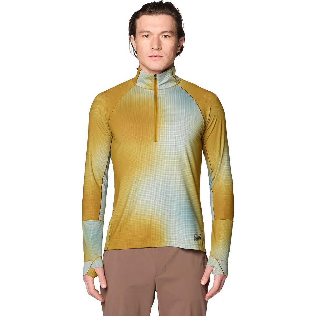 Image of Mountain Hardwear Butter Up 1/2-Zip Top - Men's Olive Gold Ombre Print, L