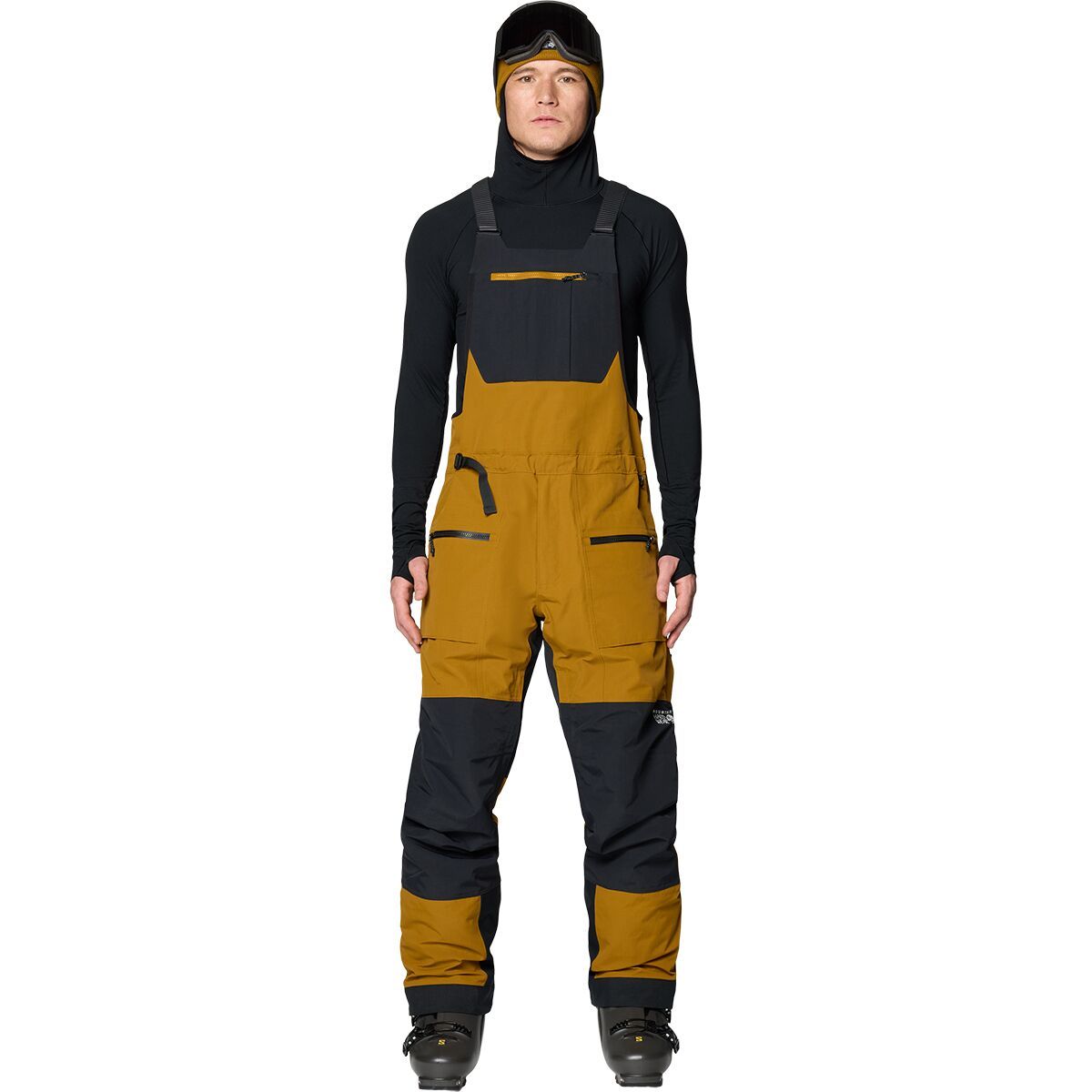 Image of Mountain Hardwear First Tracks Bib Pant - Men's Olive Gold/Black, S/Reg